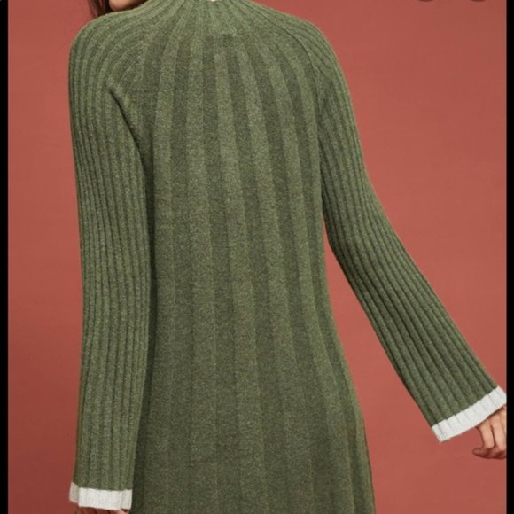ANTHROPOLOGIE Arsenau Sweater Dress Olive - Picture 2 of 9